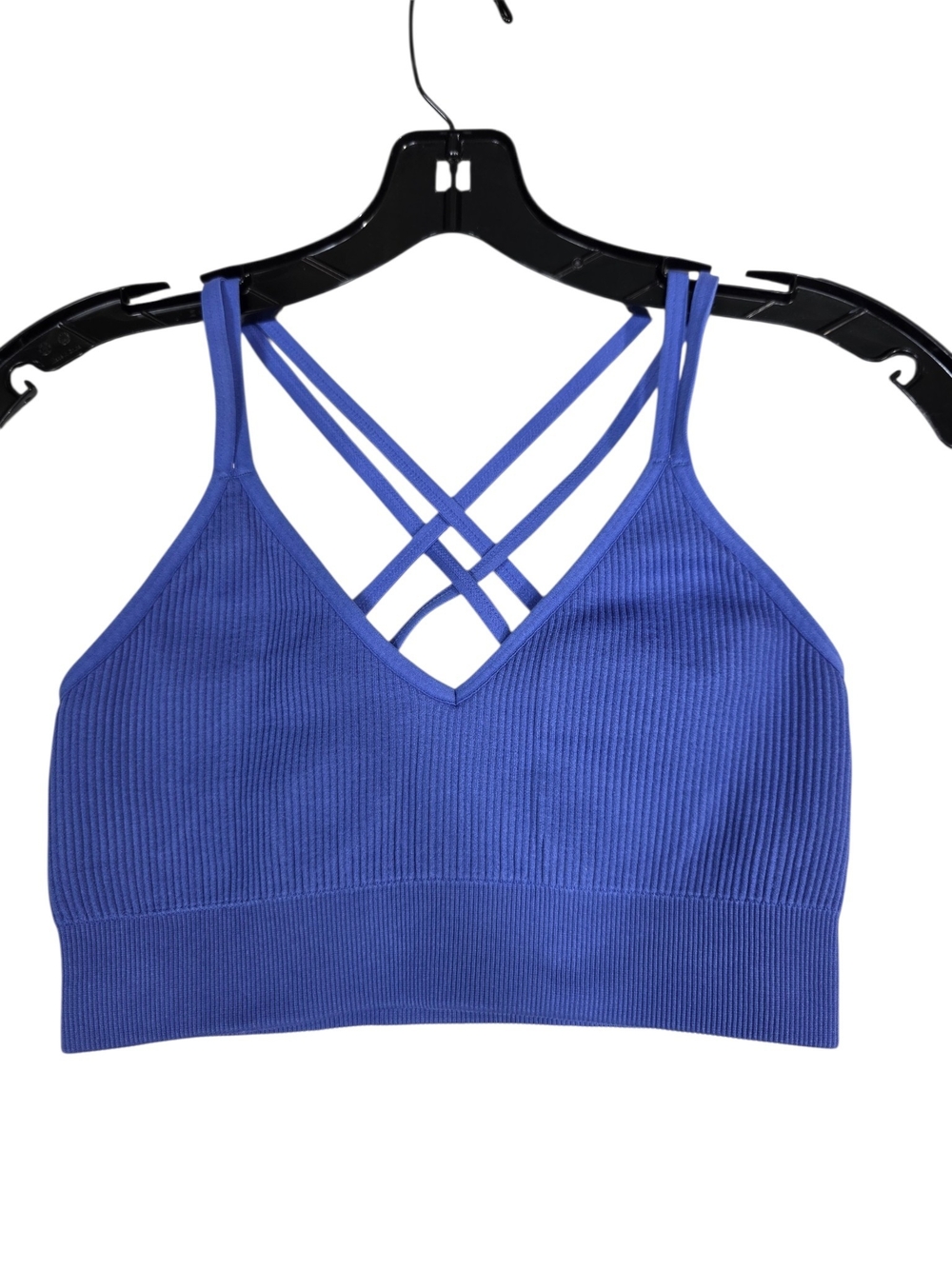 aerie Ribbed Crossback Bralette in Blue